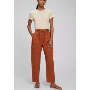 Gap High Rise Pleated Cargo Pants Size 16 Rust Orange Brown NEW